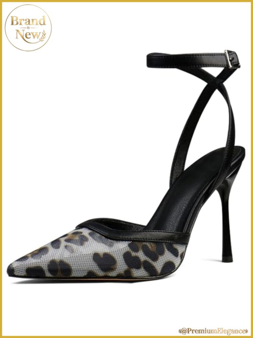 Women's Ankle Strap Pointed Toe Stiletto Pumps Heels Mesh Closed Toe